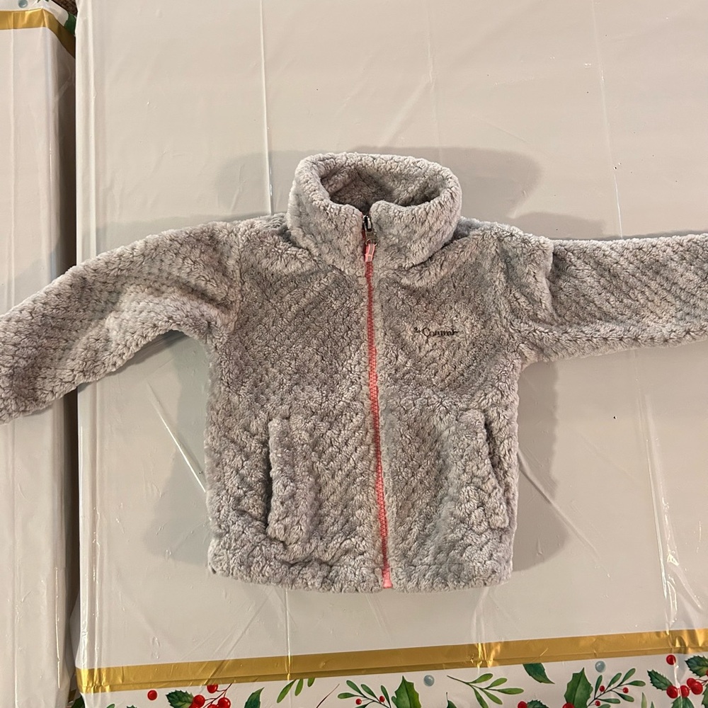 Columbia Fire Side Sherpa Jacket Gray Full Zip Pocket Outdoor Hiking Size 2T